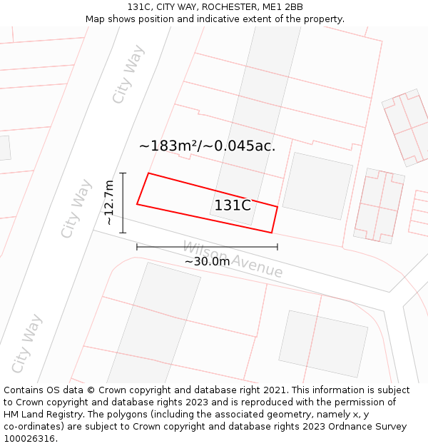 131C, CITY WAY, ROCHESTER, ME1 2BB: Plot and title map