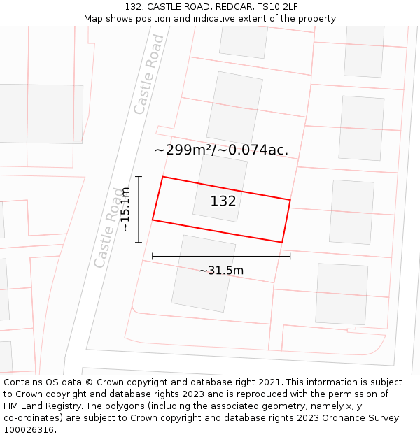 132, CASTLE ROAD, REDCAR, TS10 2LF: Plot and title map