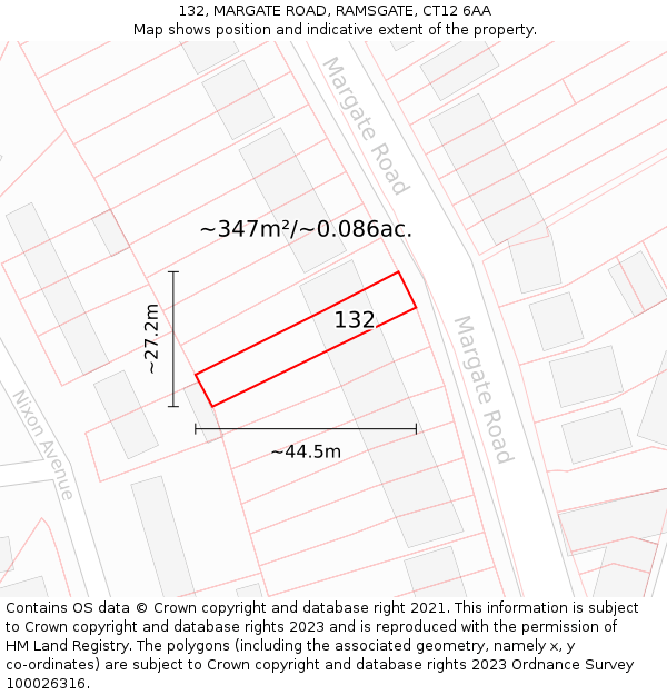 132, MARGATE ROAD, RAMSGATE, CT12 6AA: Plot and title map