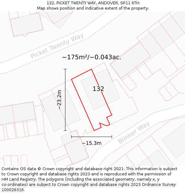 132, PICKET TWENTY WAY, ANDOVER, SP11 6TH: Plot and title map