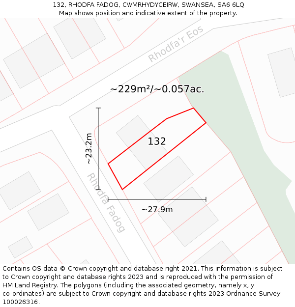 132, RHODFA FADOG, CWMRHYDYCEIRW, SWANSEA, SA6 6LQ: Plot and title map