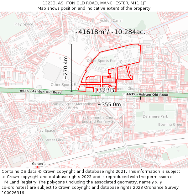 1323B, ASHTON OLD ROAD, MANCHESTER, M11 1JT: Plot and title map