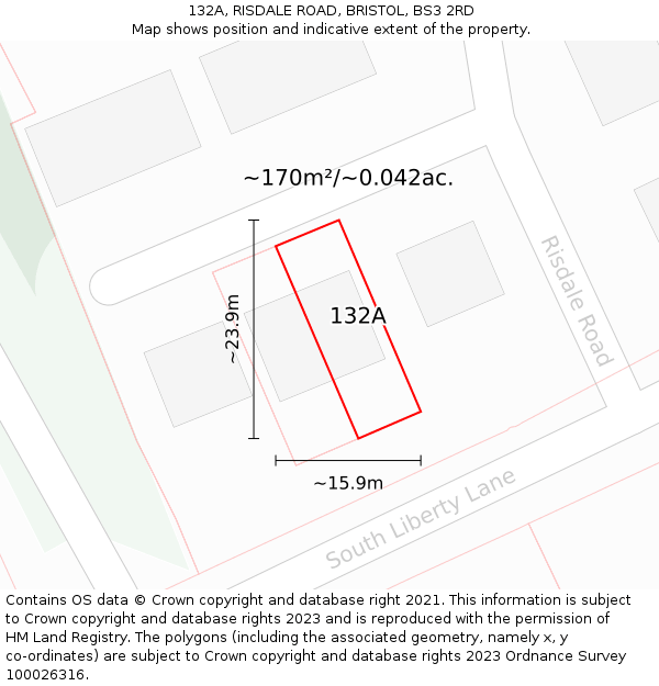 132A, RISDALE ROAD, BRISTOL, BS3 2RD: Plot and title map