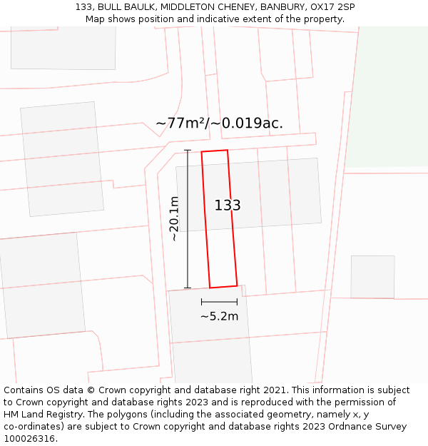 133, BULL BAULK, MIDDLETON CHENEY, BANBURY, OX17 2SP: Plot and title map