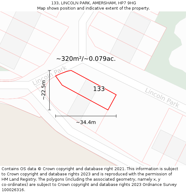 133, LINCOLN PARK, AMERSHAM, HP7 9HG: Plot and title map