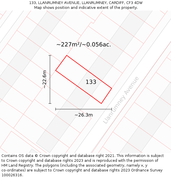 133, LLANRUMNEY AVENUE, LLANRUMNEY, CARDIFF, CF3 4DW: Plot and title map