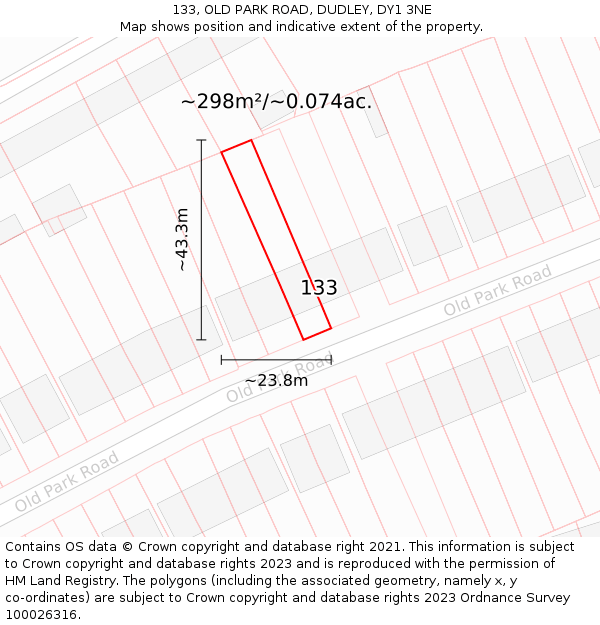 133, OLD PARK ROAD, DUDLEY, DY1 3NE: Plot and title map