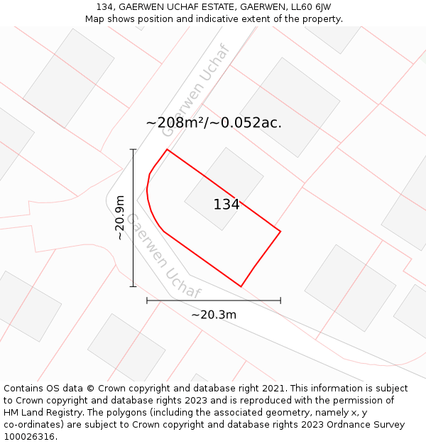 134, GAERWEN UCHAF ESTATE, GAERWEN, LL60 6JW: Plot and title map