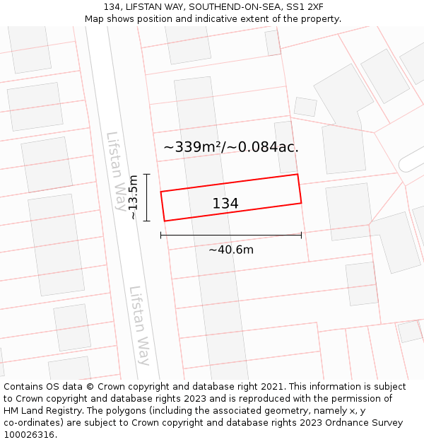 134, LIFSTAN WAY, SOUTHEND-ON-SEA, SS1 2XF: Plot and title map