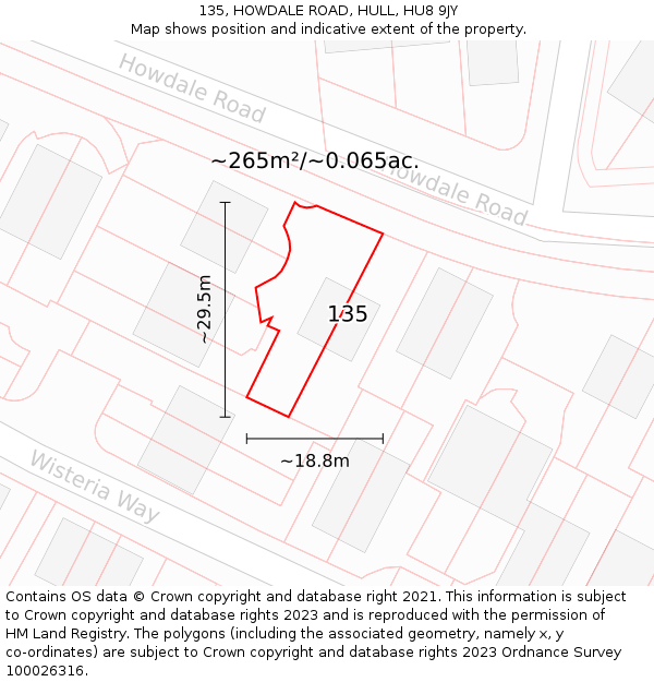 135, HOWDALE ROAD, HULL, HU8 9JY: Plot and title map