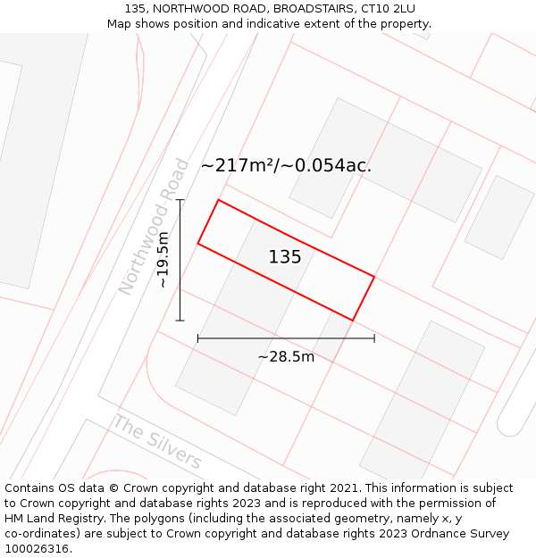 135, NORTHWOOD ROAD, BROADSTAIRS, CT10 2LU: Plot and title map