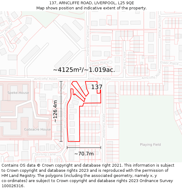 137, ARNCLIFFE ROAD, LIVERPOOL, L25 9QE: Plot and title map