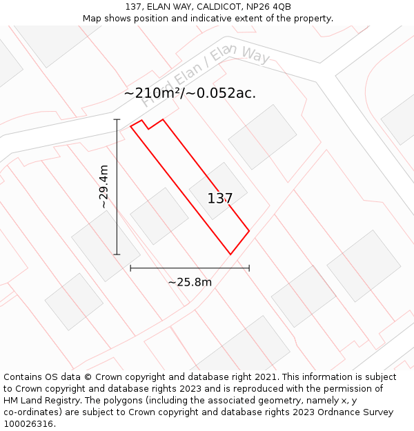 137, ELAN WAY, CALDICOT, NP26 4QB: Plot and title map