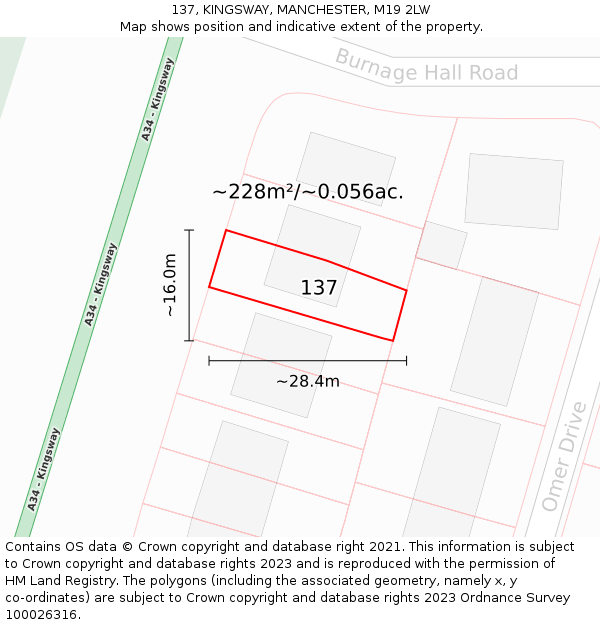 137, KINGSWAY, MANCHESTER, M19 2LW: Plot and title map