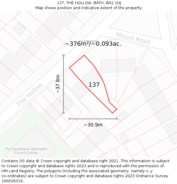 137, THE HOLLOW, BATH, BA2 1NJ: Plot and title map