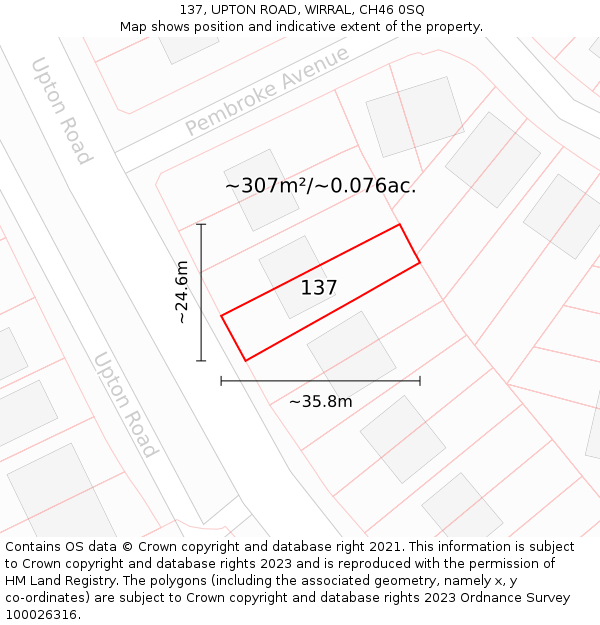 137, UPTON ROAD, WIRRAL, CH46 0SQ: Plot and title map