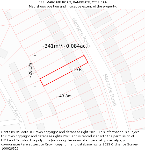 138, MARGATE ROAD, RAMSGATE, CT12 6AA: Plot and title map