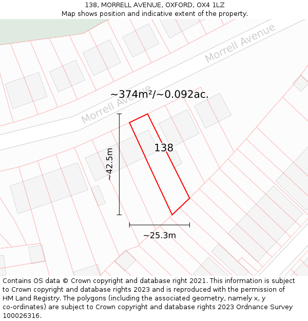 138, MORRELL AVENUE, OXFORD, OX4 1LZ: Plot and title map