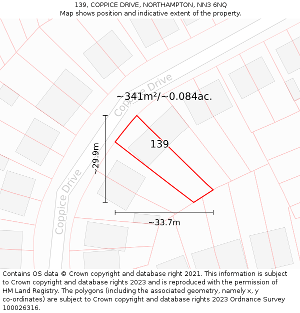 139, COPPICE DRIVE, NORTHAMPTON, NN3 6NQ: Plot and title map
