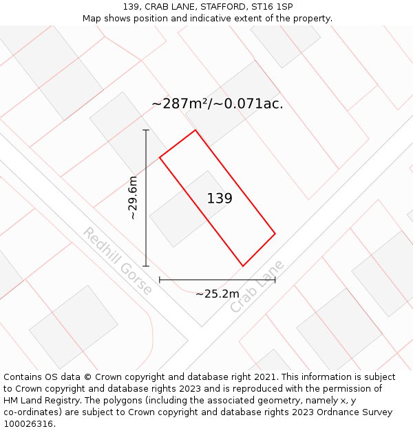 139, CRAB LANE, STAFFORD, ST16 1SP: Plot and title map