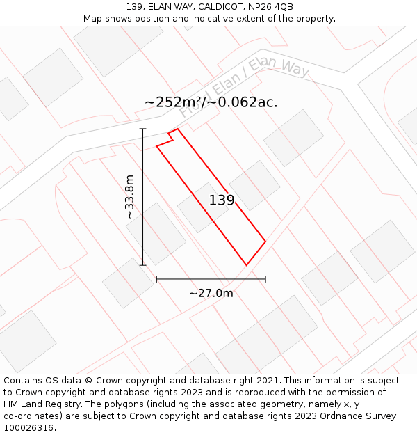 139, ELAN WAY, CALDICOT, NP26 4QB: Plot and title map