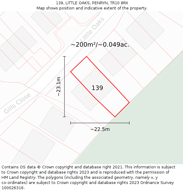 139, LITTLE OAKS, PENRYN, TR10 8RX: Plot and title map