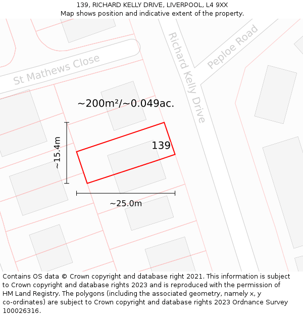 139, RICHARD KELLY DRIVE, LIVERPOOL, L4 9XX: Plot and title map