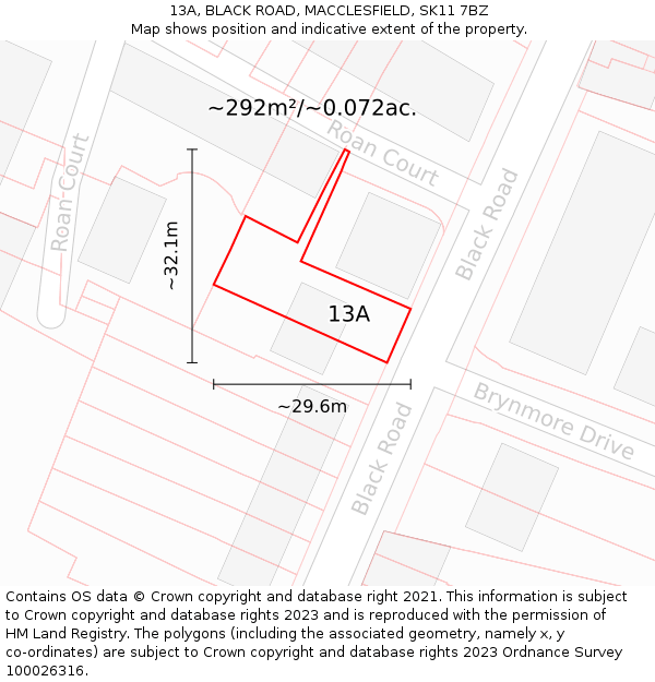 13A, BLACK ROAD, MACCLESFIELD, SK11 7BZ: Plot and title map