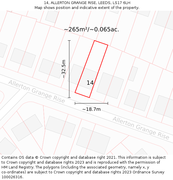 14, ALLERTON GRANGE RISE, LEEDS, LS17 6LH: Plot and title map