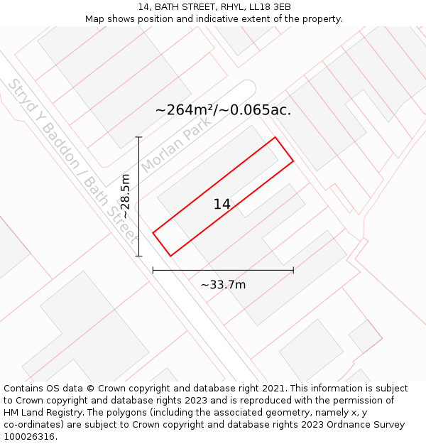 14, BATH STREET, RHYL, LL18 3EB: Plot and title map