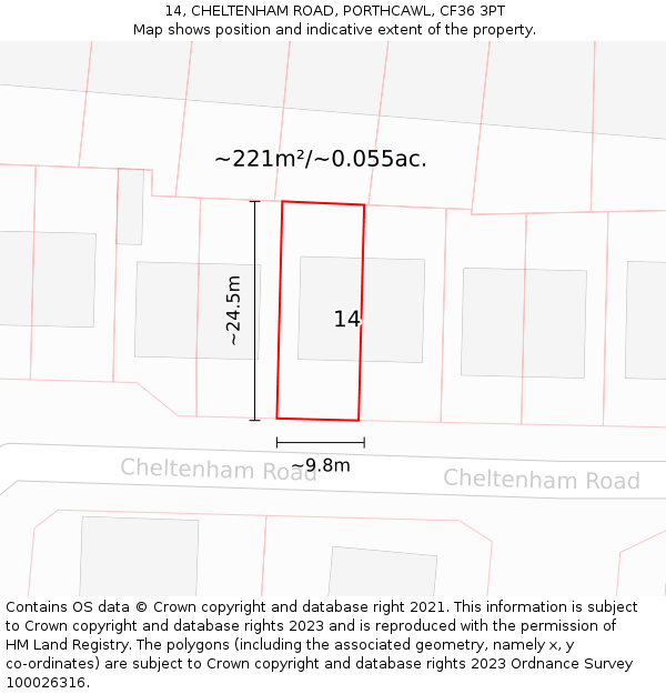 14, CHELTENHAM ROAD, PORTHCAWL, CF36 3PT: Plot and title map