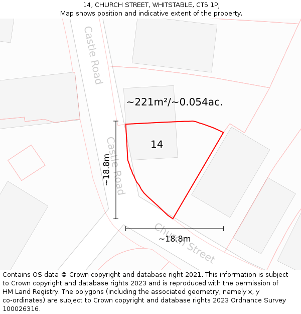 14, CHURCH STREET, WHITSTABLE, CT5 1PJ: Plot and title map