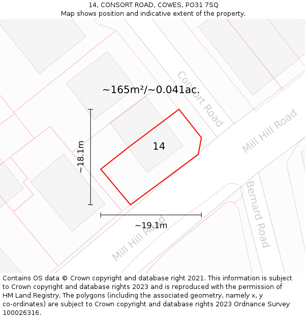 14, CONSORT ROAD, COWES, PO31 7SQ: Plot and title map