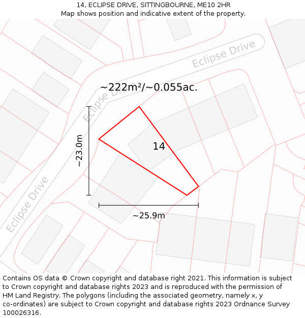 14, ECLIPSE DRIVE, SITTINGBOURNE, ME10 2HR: Plot and title map