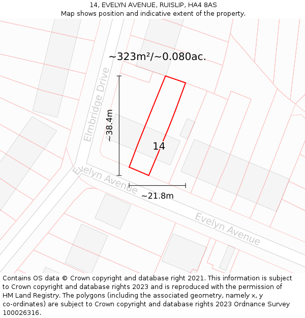 14, EVELYN AVENUE, RUISLIP, HA4 8AS: Plot and title map