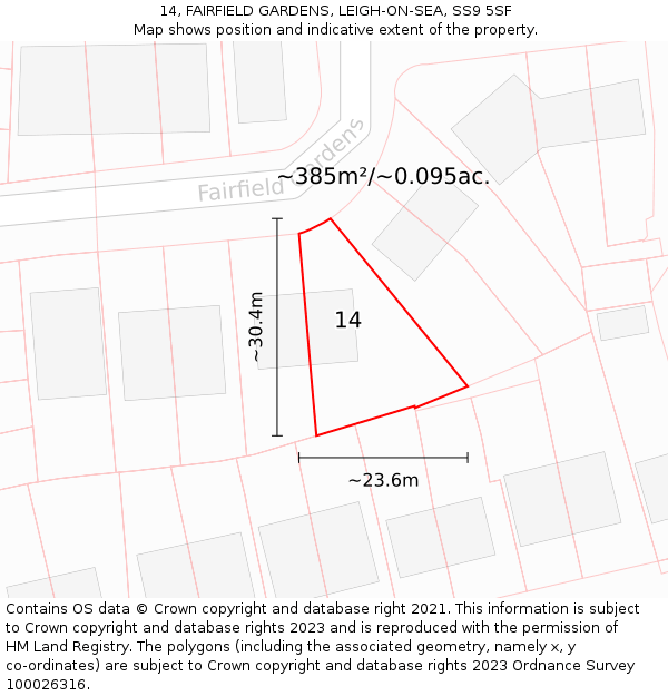 14, FAIRFIELD GARDENS, LEIGH-ON-SEA, SS9 5SF: Plot and title map