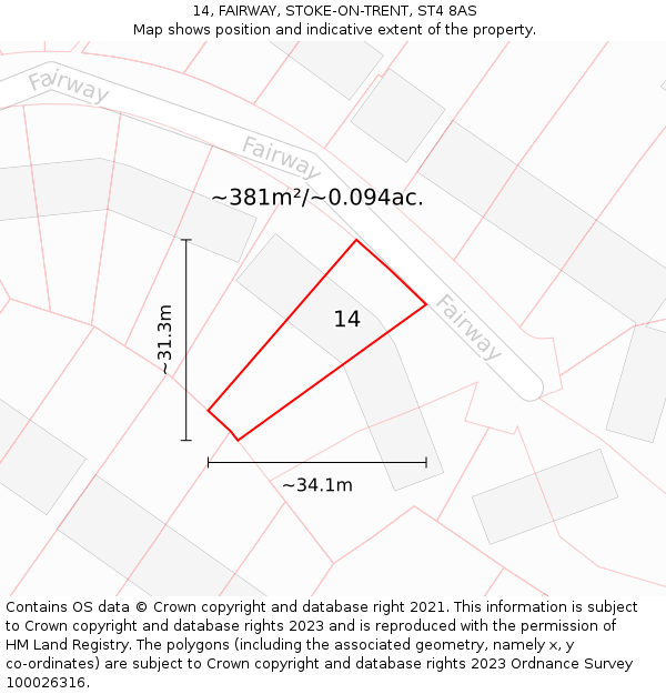 14, FAIRWAY, STOKE-ON-TRENT, ST4 8AS: Plot and title map