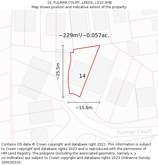 14, FULMAR COURT, LEEDS, LS10 3HB: Plot and title map