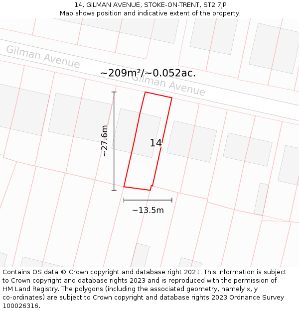 14, GILMAN AVENUE, STOKE-ON-TRENT, ST2 7JP: Plot and title map