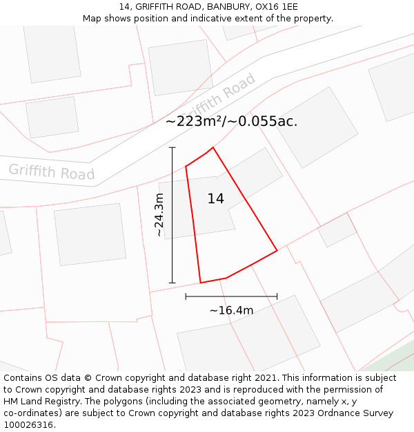 14, GRIFFITH ROAD, BANBURY, OX16 1EE: Plot and title map