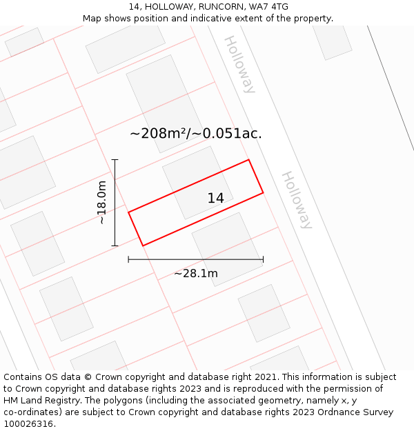 14, HOLLOWAY, RUNCORN, WA7 4TG: Plot and title map