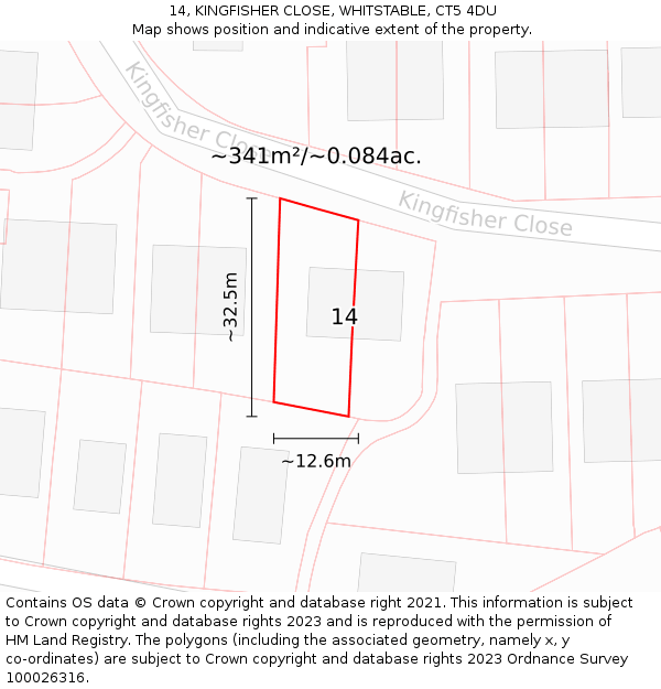 14, KINGFISHER CLOSE, WHITSTABLE, CT5 4DU: Plot and title map