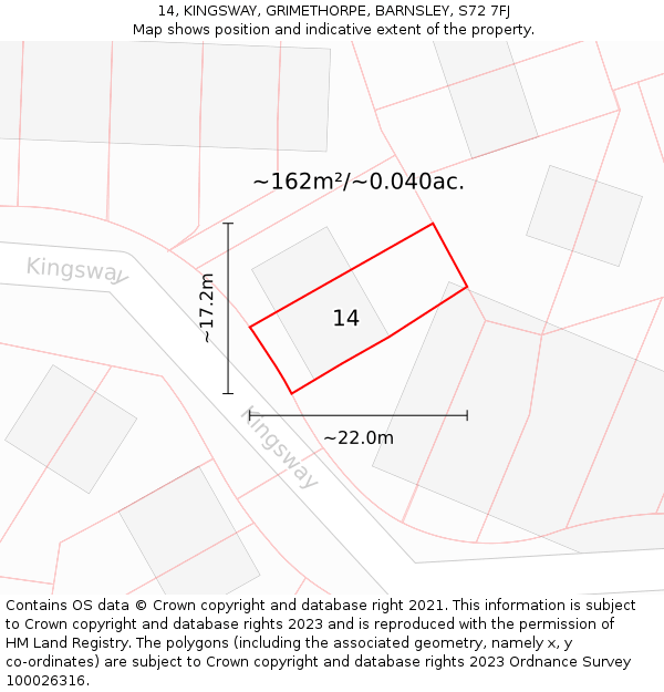 14, KINGSWAY, GRIMETHORPE, BARNSLEY, S72 7FJ: Plot and title map