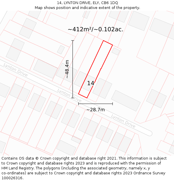 14, LYNTON DRIVE, ELY, CB6 1DQ: Plot and title map