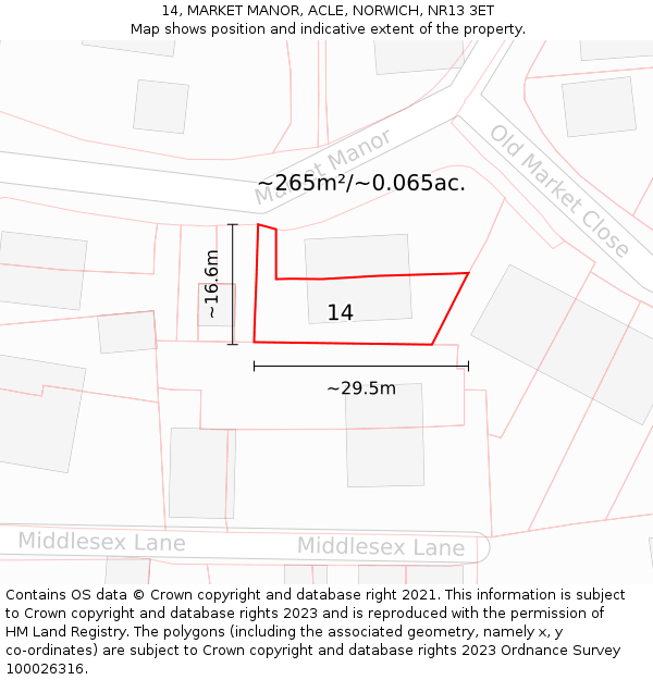 14, MARKET MANOR, ACLE, NORWICH, NR13 3ET: Plot and title map