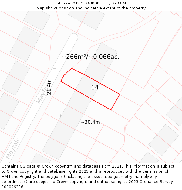 14, MAYFAIR, STOURBRIDGE, DY9 0XE: Plot and title map