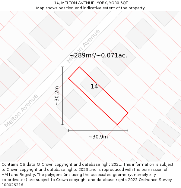 14, MELTON AVENUE, YORK, YO30 5QE: Plot and title map