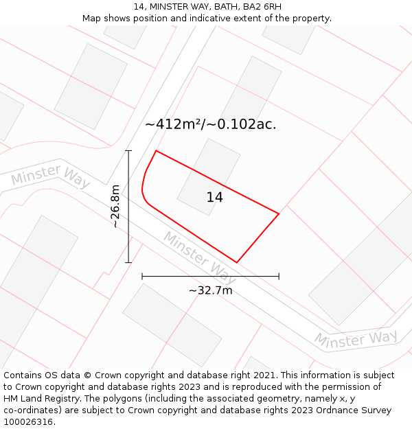 14, MINSTER WAY, BATH, BA2 6RH: Plot and title map