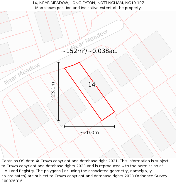 14, NEAR MEADOW, LONG EATON, NOTTINGHAM, NG10 1PZ: Plot and title map