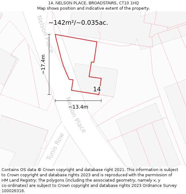 14, NELSON PLACE, BROADSTAIRS, CT10 1HQ: Plot and title map